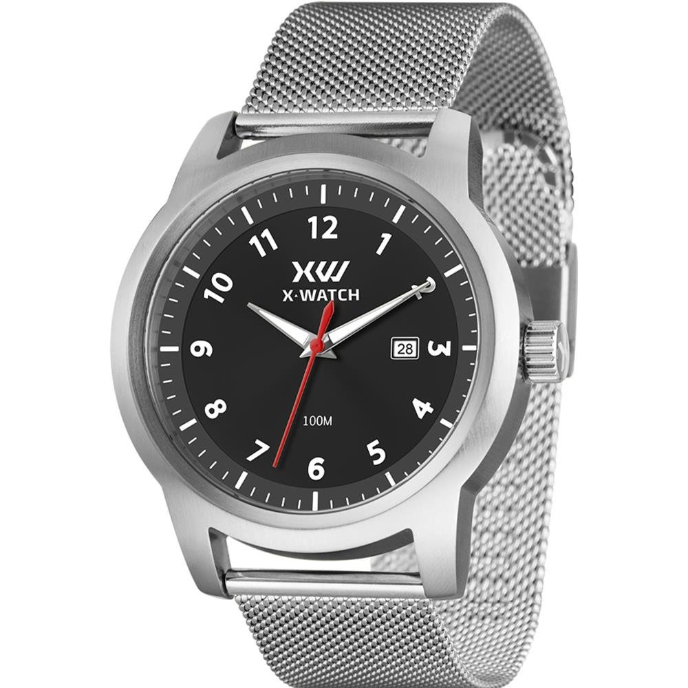 Relógio X-Watch Masculino Ref: Xmss1066 P2sx Casual Mesh Prateado