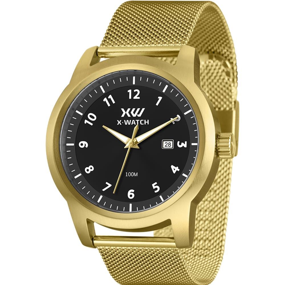 Relógio X-Watch Masculino Ref: Xmgs1049 P2kx Casual Mesh Dourado