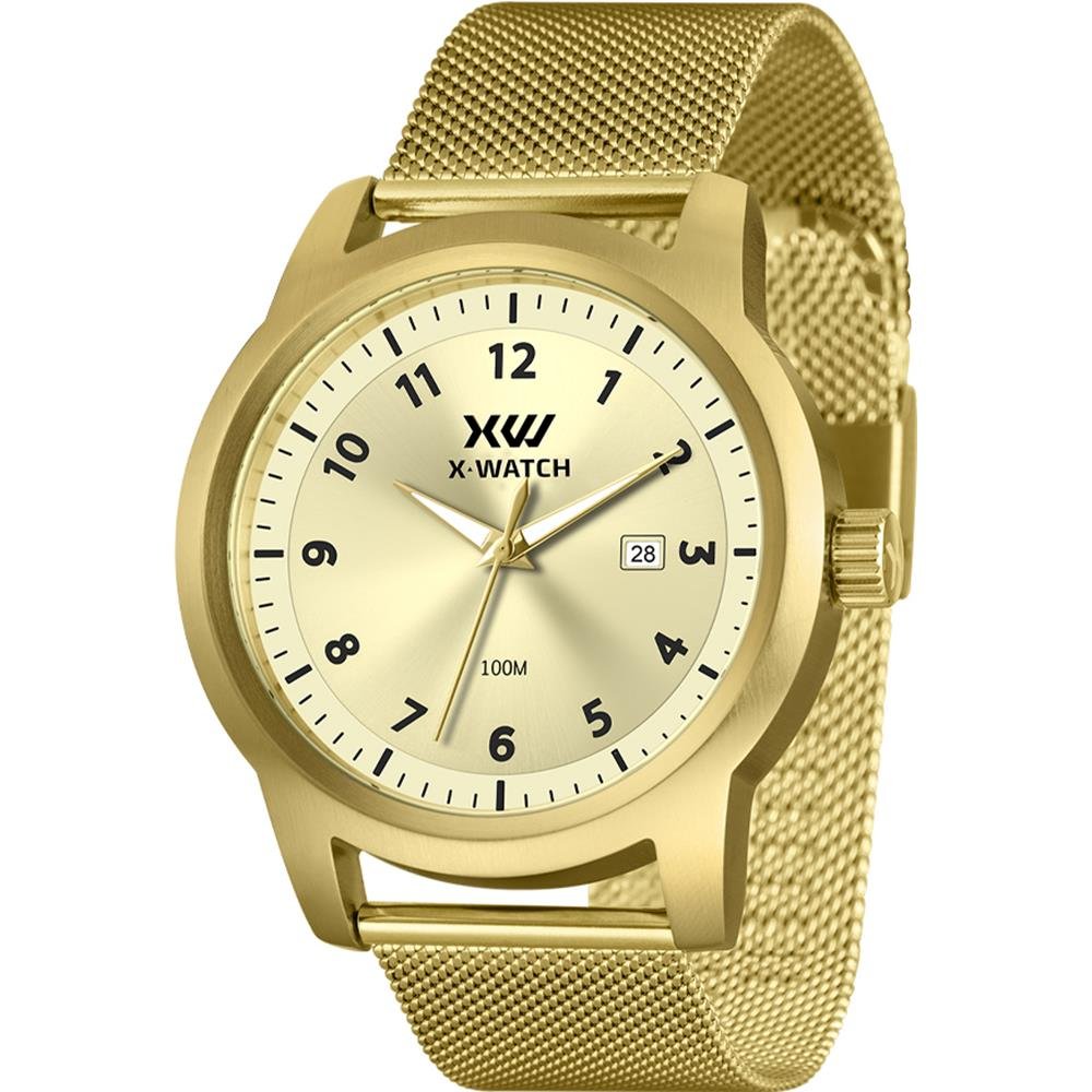 Relógio X-Watch Masculino Ref: Xmgs1049 C2kx Casual Mesh Dourado