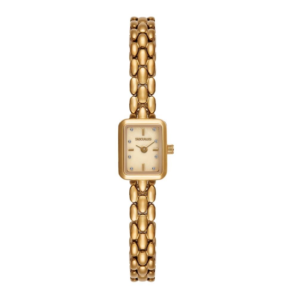 Relógio Seculus Feminino Ref: 23748lpsvda1 Retangular Bracelete Dourado