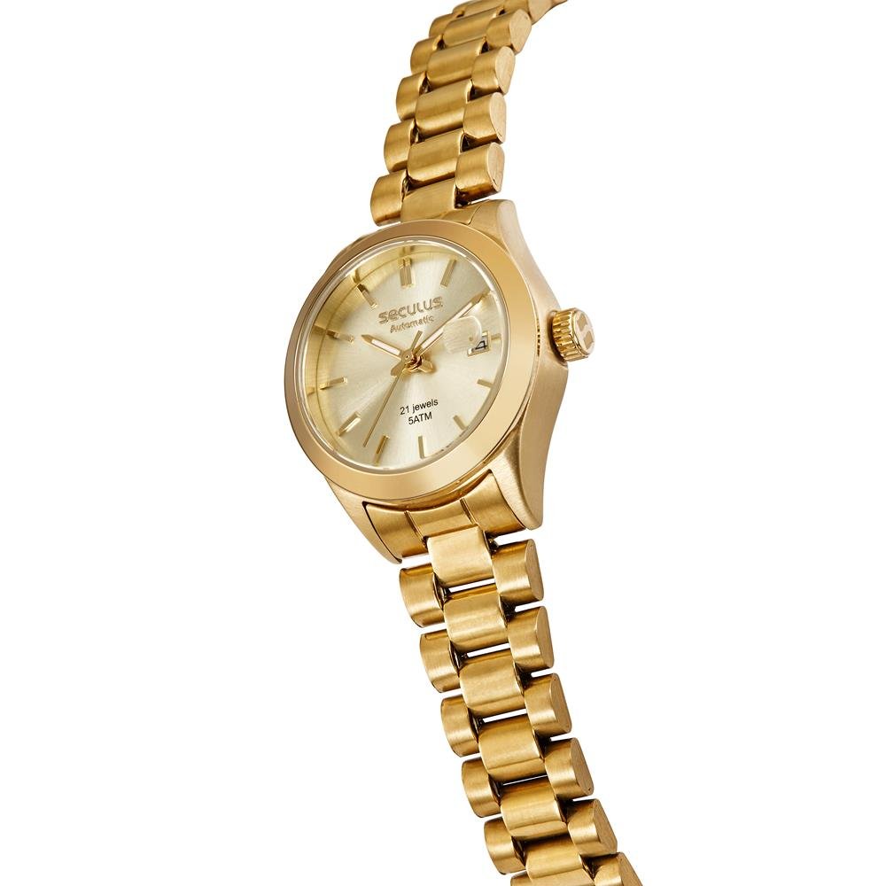 Relógio Seculus Feminino Ref: 44292lpsvda1 Automático Dourado Dourado 2