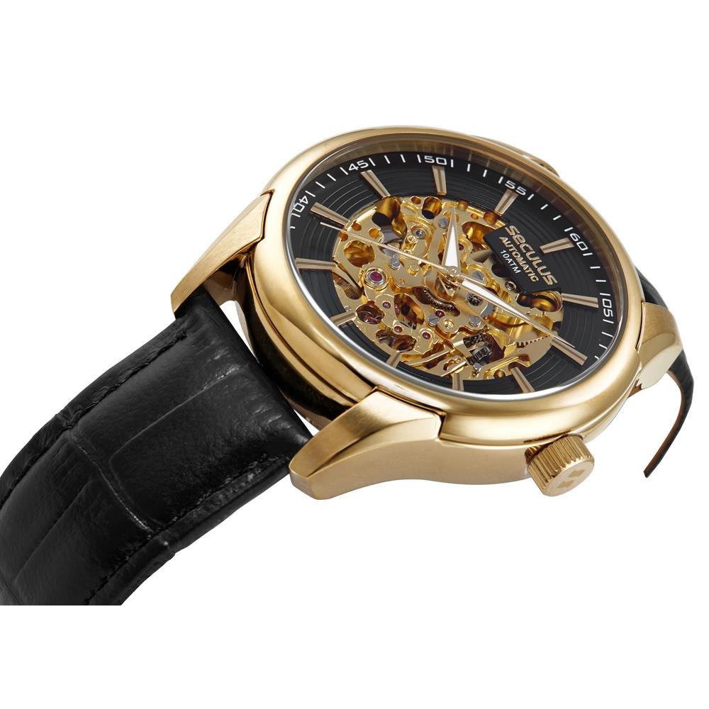 Relógio Seculus Masculino Ref: 44304gpsvdc3 Automático Esqueleto Dourado Dourado 2