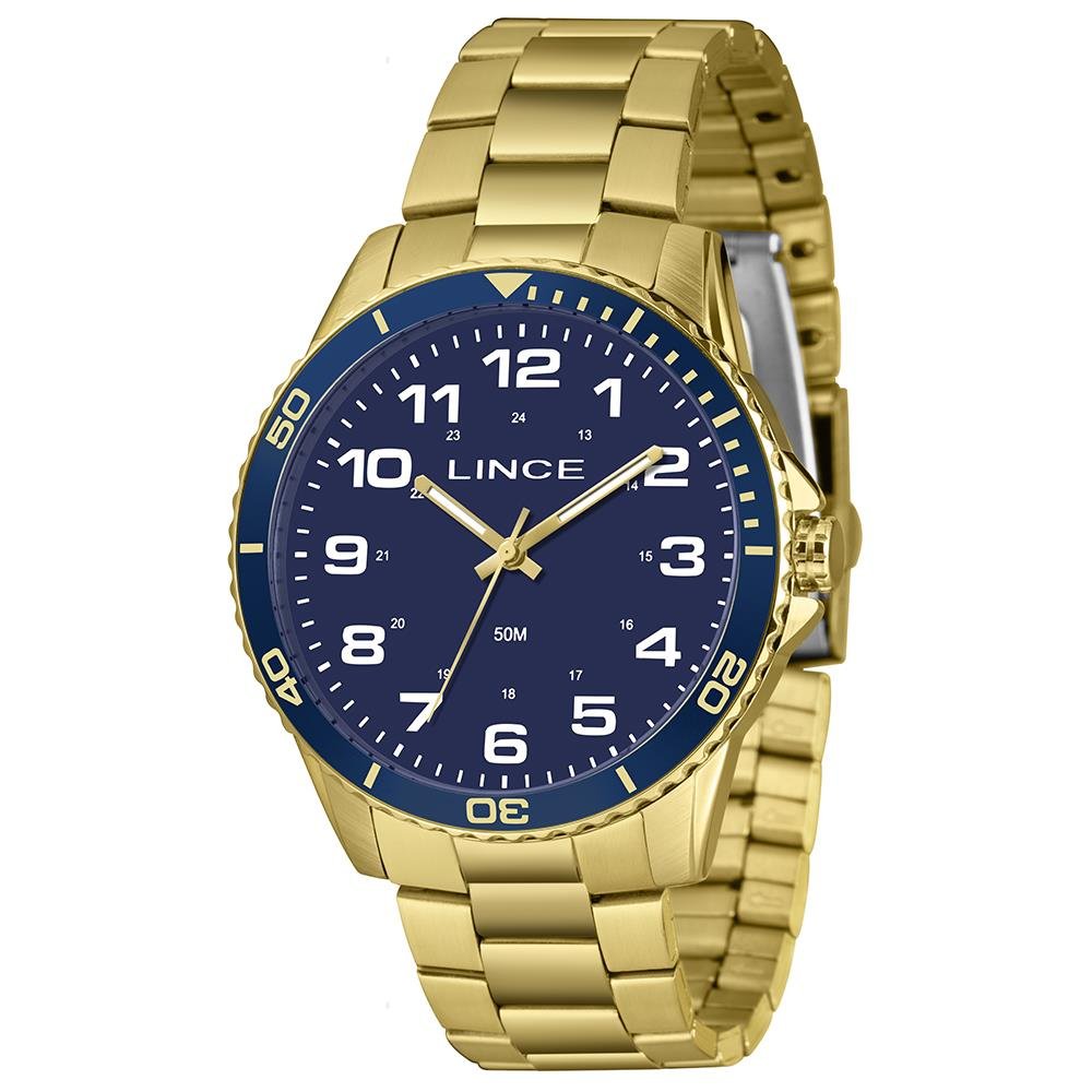 Relógio Lince Masculino Ref: Mrgm053l46 D2kx Casual Dourado