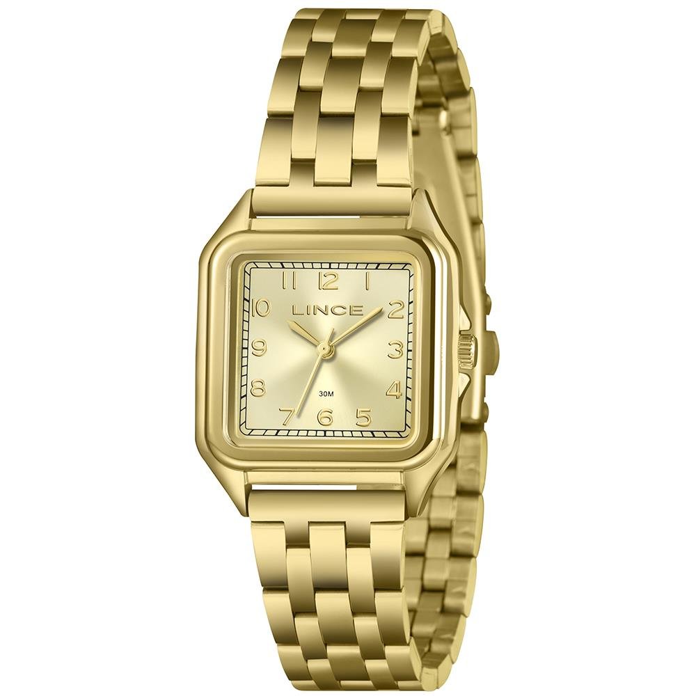 Relógio Lince Feminino Ref: Lqgm046l30 C2kx Retangular Dourado