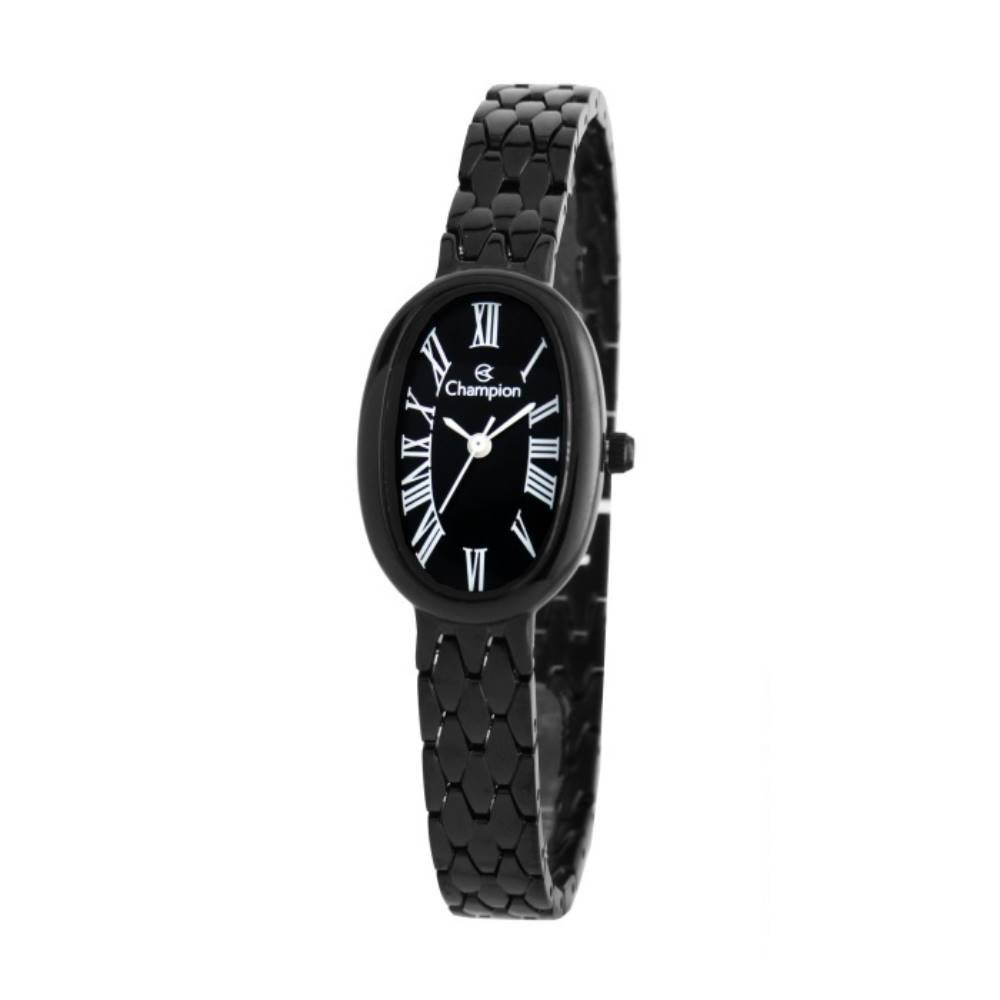 Relógio Champion Feminino Ref: Cf25812d Oval Bracelete Black