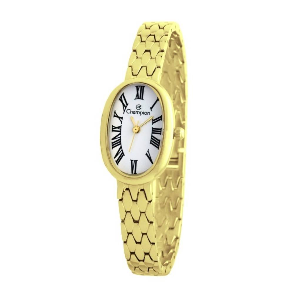 Relógio Champion Feminino Ref: Cf25812h Oval Bracelete Dourado