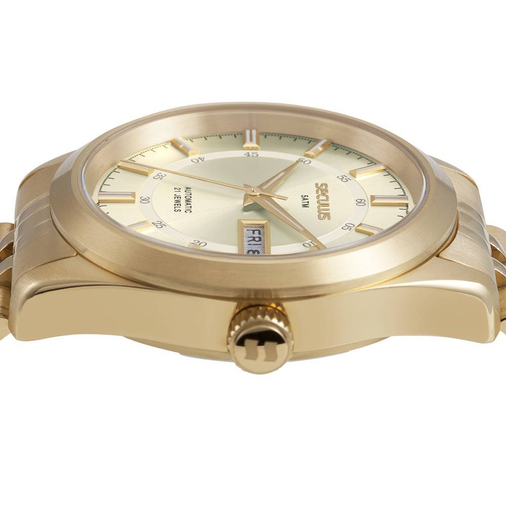 Relógio Seculus Masculino Ref: 77361gpsvda4 Automático Dourado Dourado 2