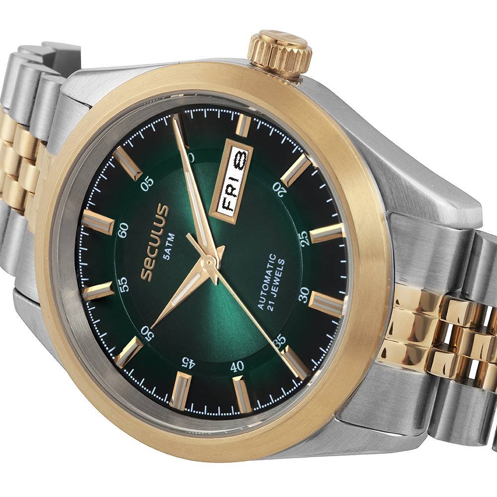 Relógio Seculus Masculino Ref: 77361gpsvba6 Automático Bicolor Prata 2