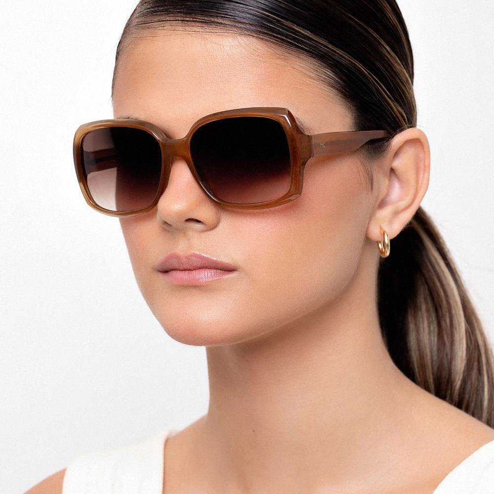 Óculos de Sol Quadrado Caramelo Marrom 2