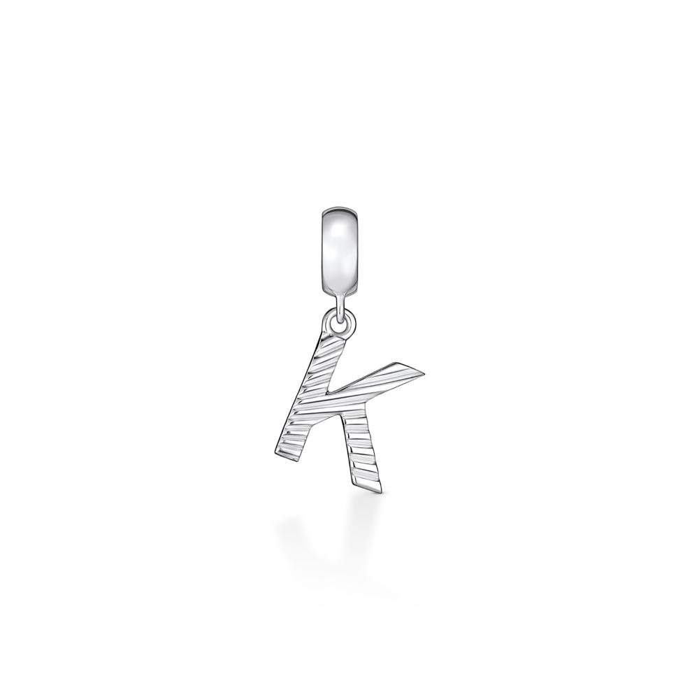 Charm Letra K em Prata 925