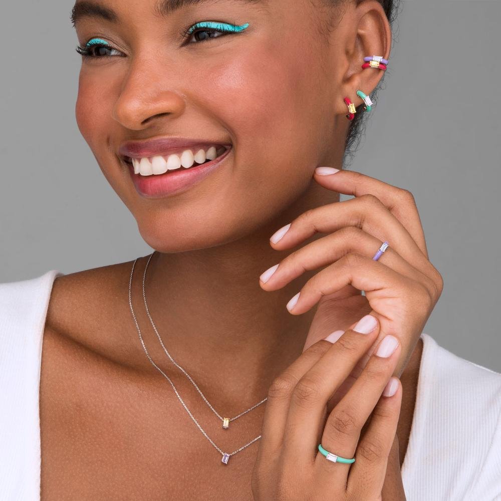 Piercing Cravejado em Prata 925 Roxo 2