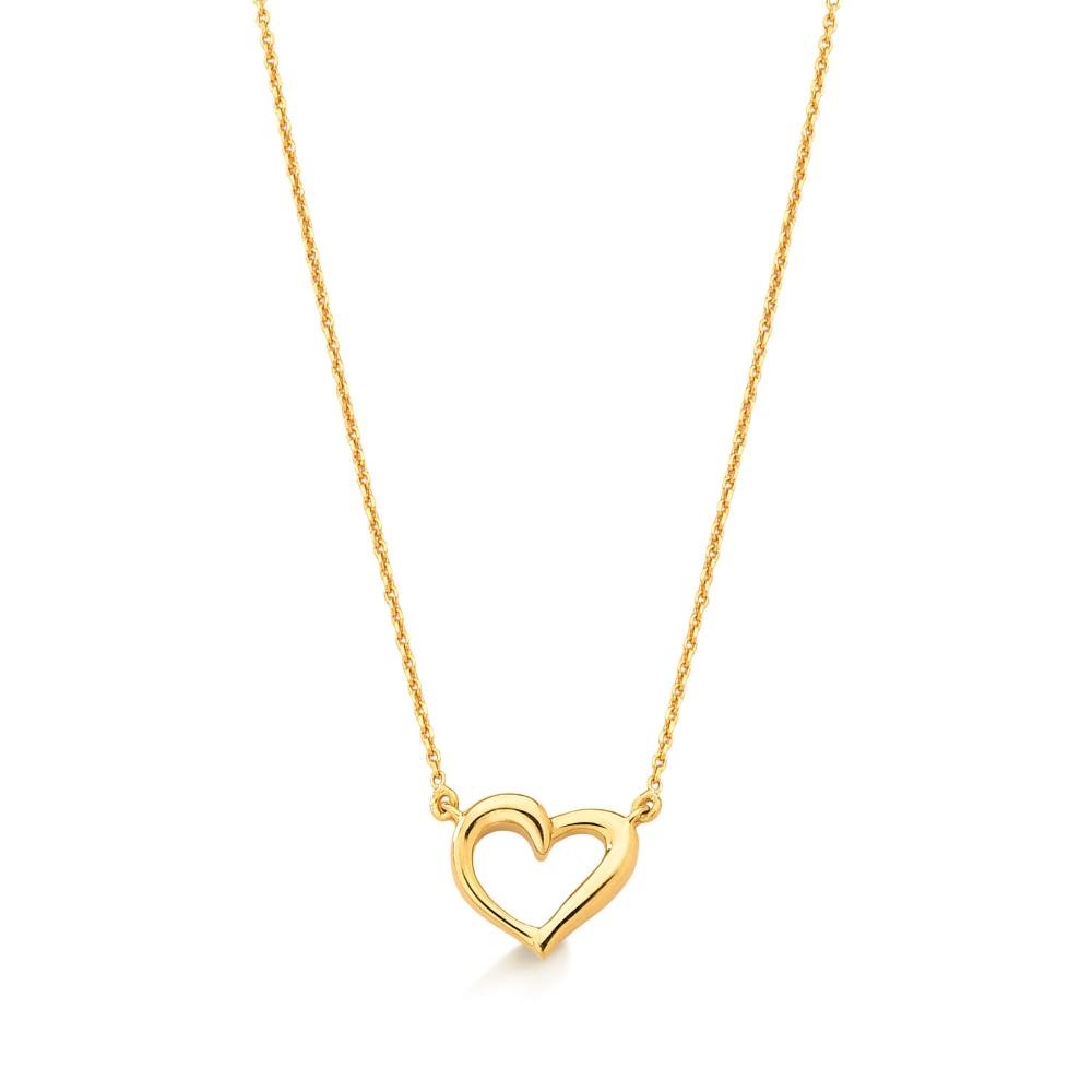 Colar Coração em Prata 925 com Banho de Ouro Amarelo 18k Dourado 1