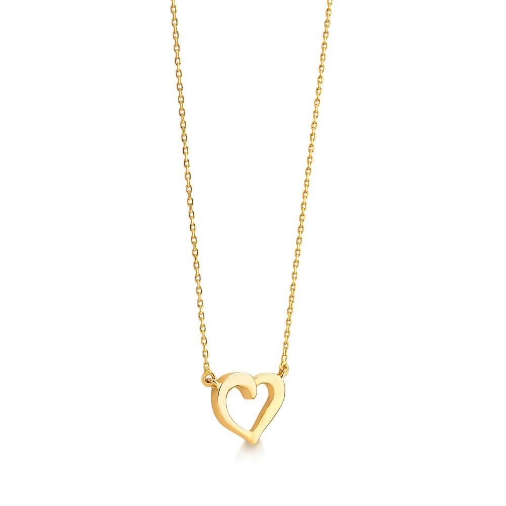 Colar Coração em Prata 925 com Banho de Ouro Amarelo 18k Dourado 2