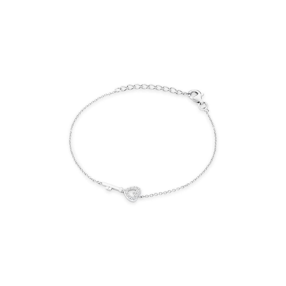 Pulseira Chave Cravejada em Prata 925 Prata 1