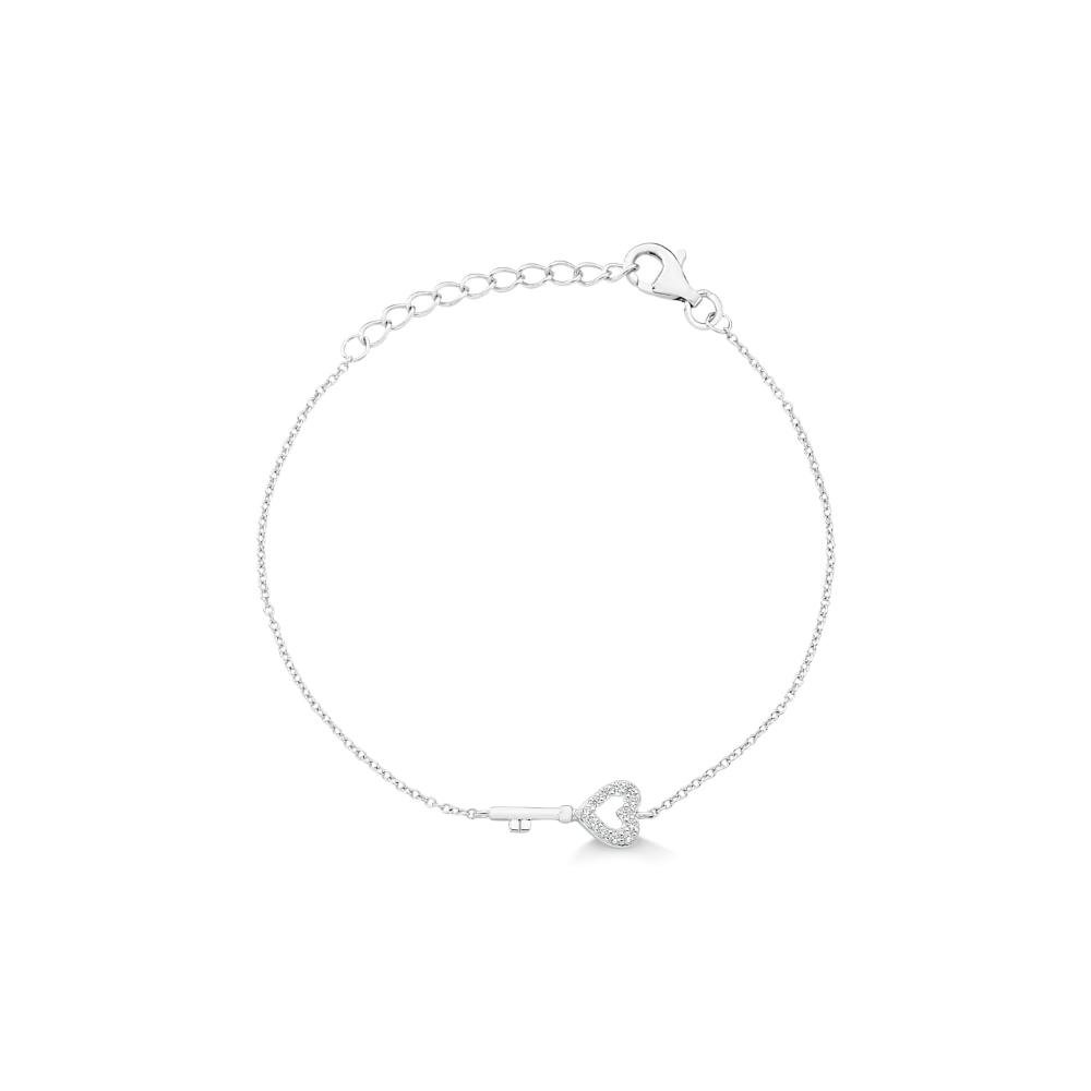 Pulseira Chave Cravejada em Prata 925 Prata 2