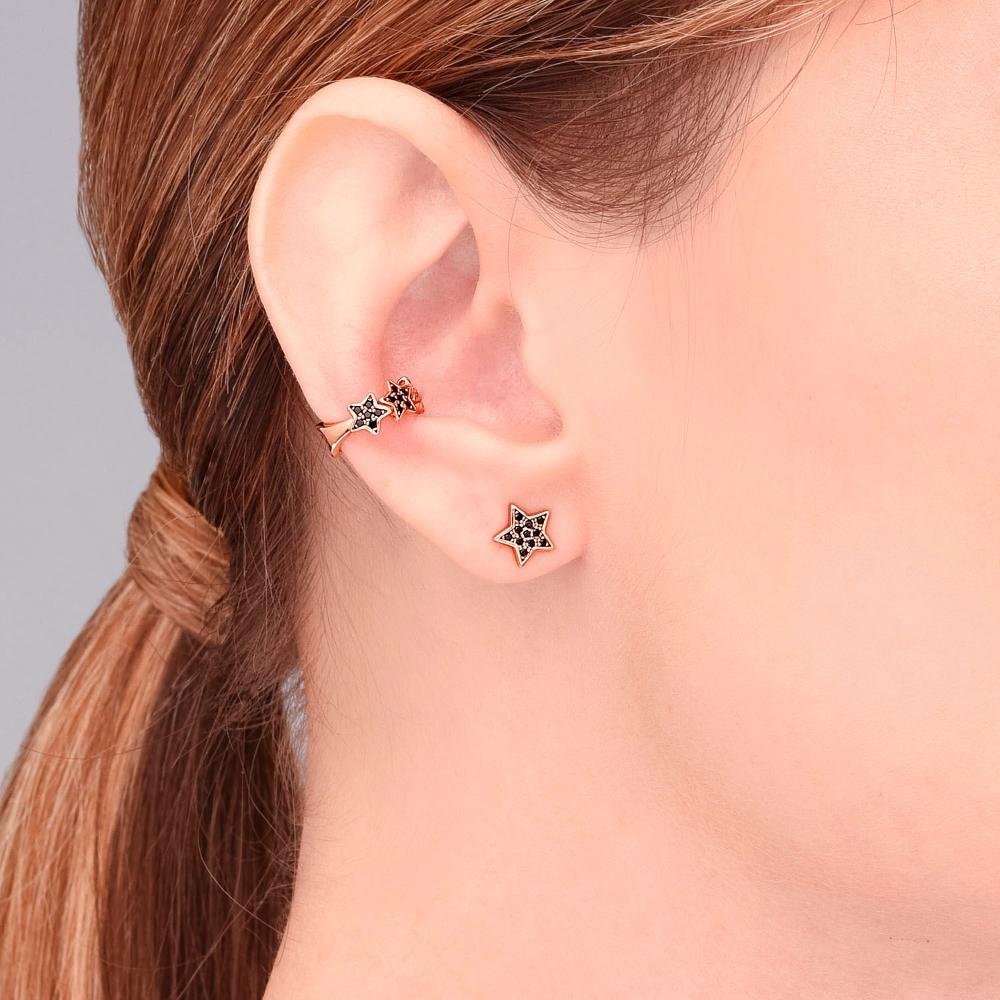 Piercing Estrelas Cravejado com Espinélio em Prata 925 com Banho de Ouro Rosé Dourado 2