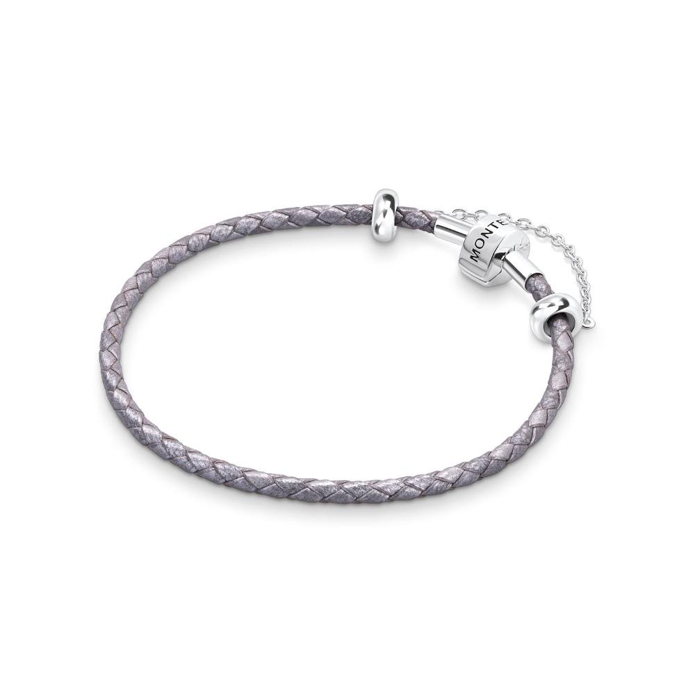 Pulseira De Couro Cinza E Prata 925 - 19,5 cm Cinza 2