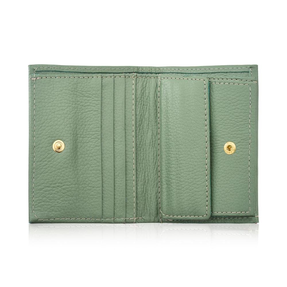 Carteira Feminina Média em Couro Verde Verde 2