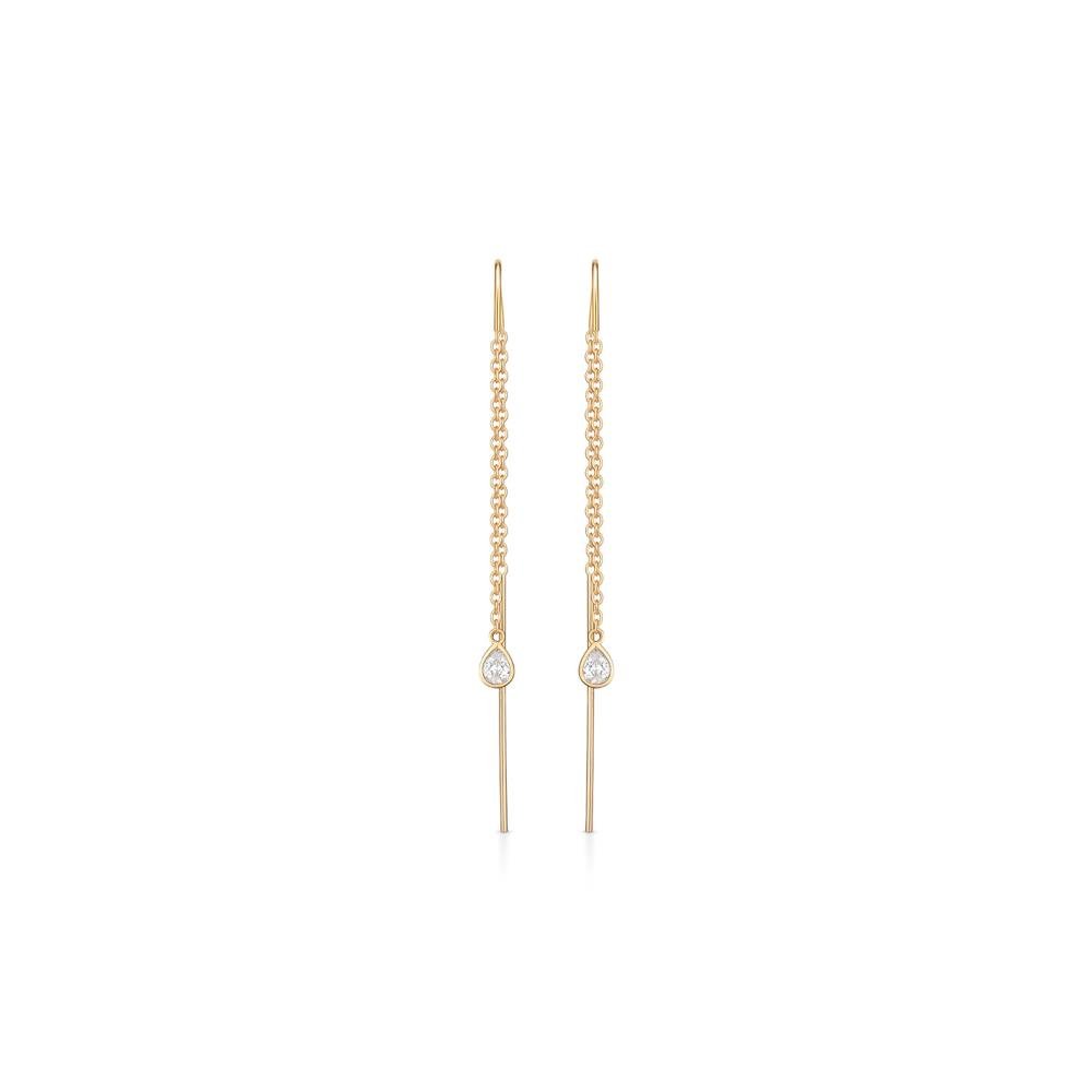 Brinco Longo Cravejado em Prata 925 com Banho de Ouro Amarelo 18k