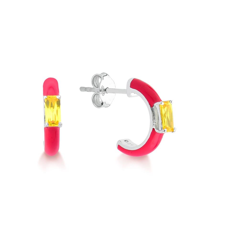 Brinco Cravejado em Prata 925 Rosa 1