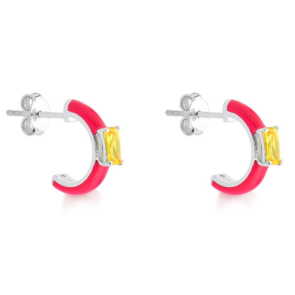 Brinco Cravejado em Prata 925 Rosa 3