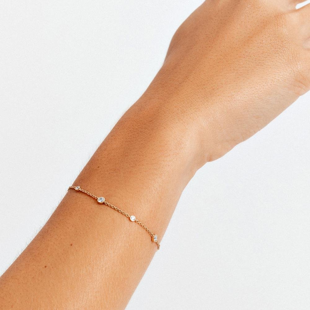 Pulseira Cravejada em Prata 925 com Banho de Ouro Amarelo 18k Prata 2