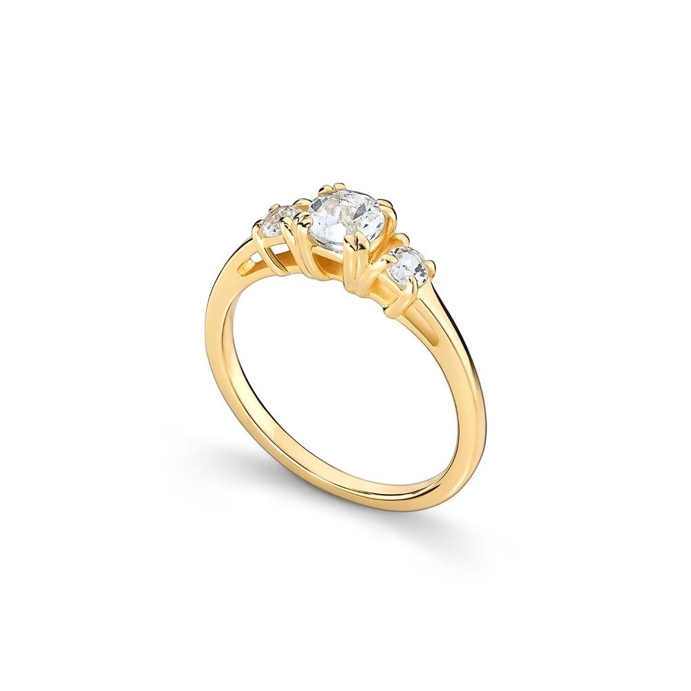 Anel com Topázio em Prata 925 com Banho de Ouro Amarelo 18k Dourado 2