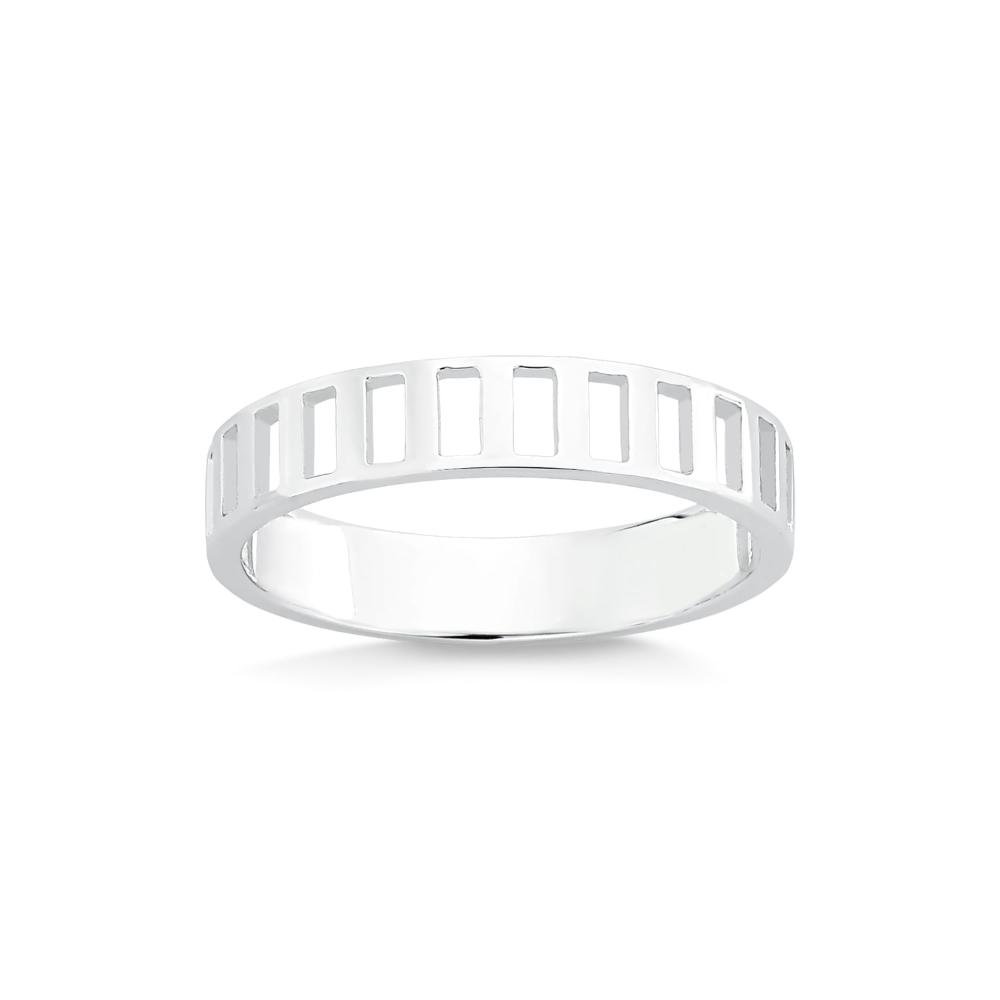 Anel Masculino Trilhos em Prata 925 Prata 15