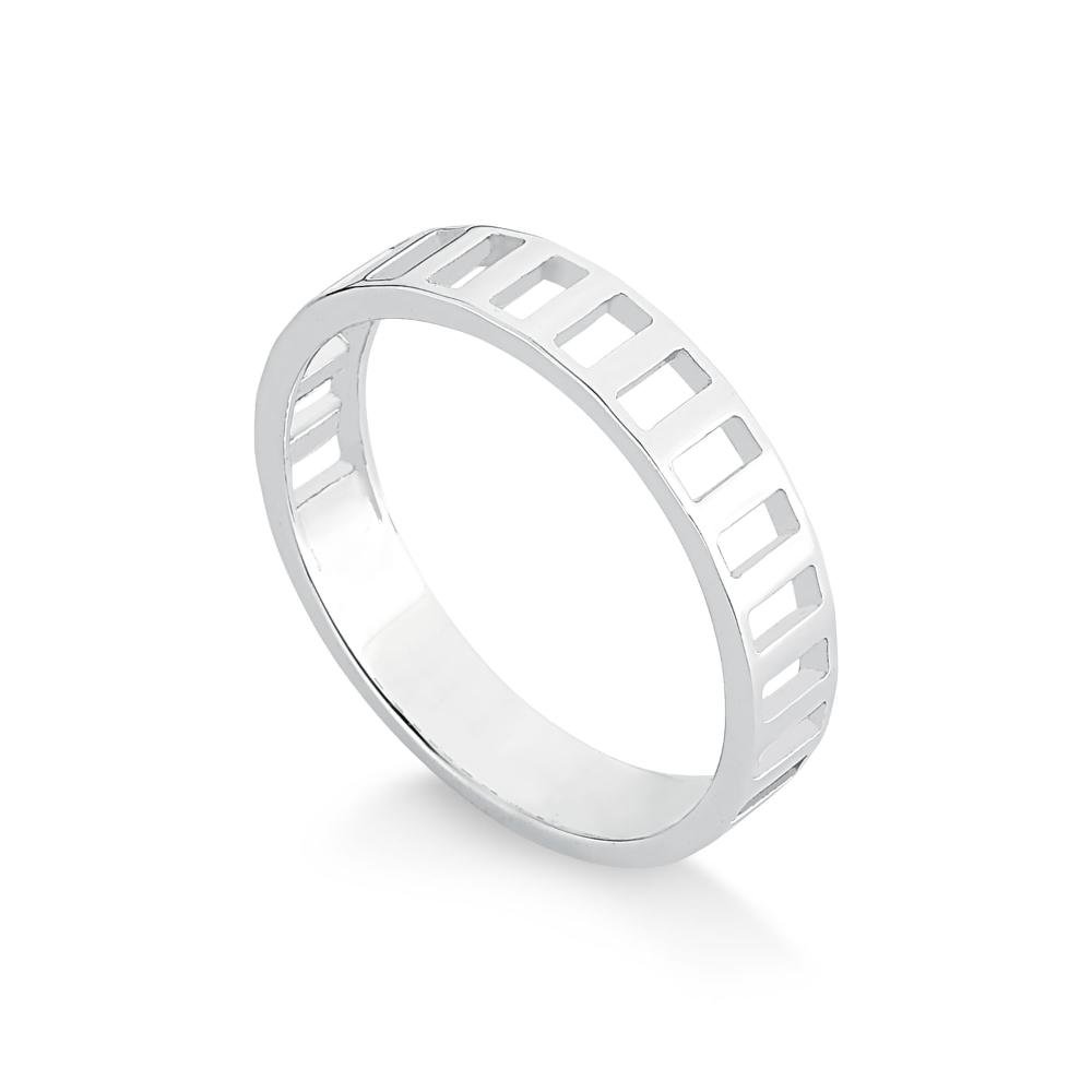 Anel Masculino Trilhos em Prata 925 Prata 4