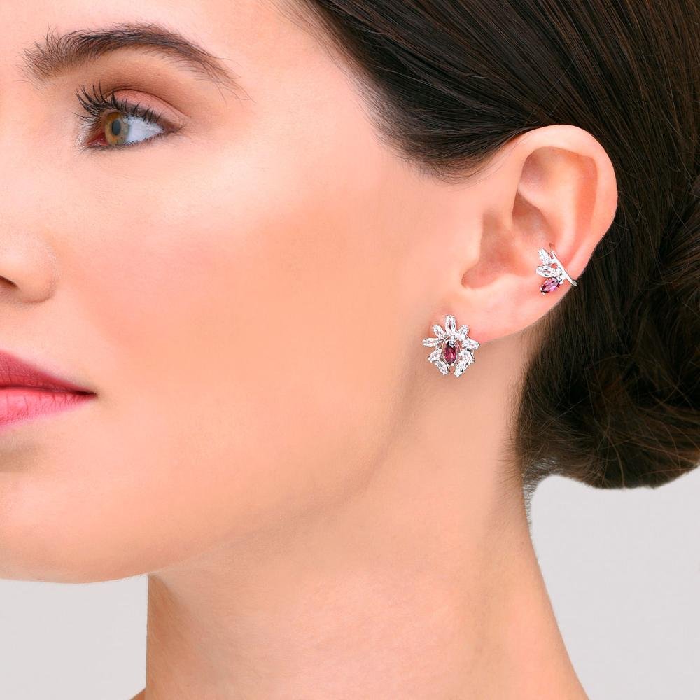 Piercing com Topázio e Rodolita em Prata 925 Prata 2