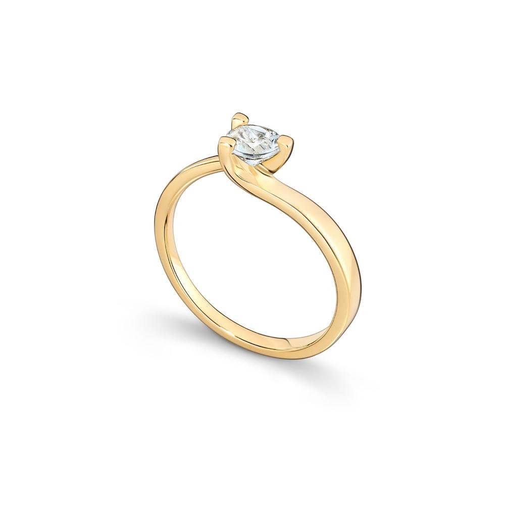 Anel Solitário com Topázio em Prata 925 com Banho de Ouro Amarelo 18k Dourado 2