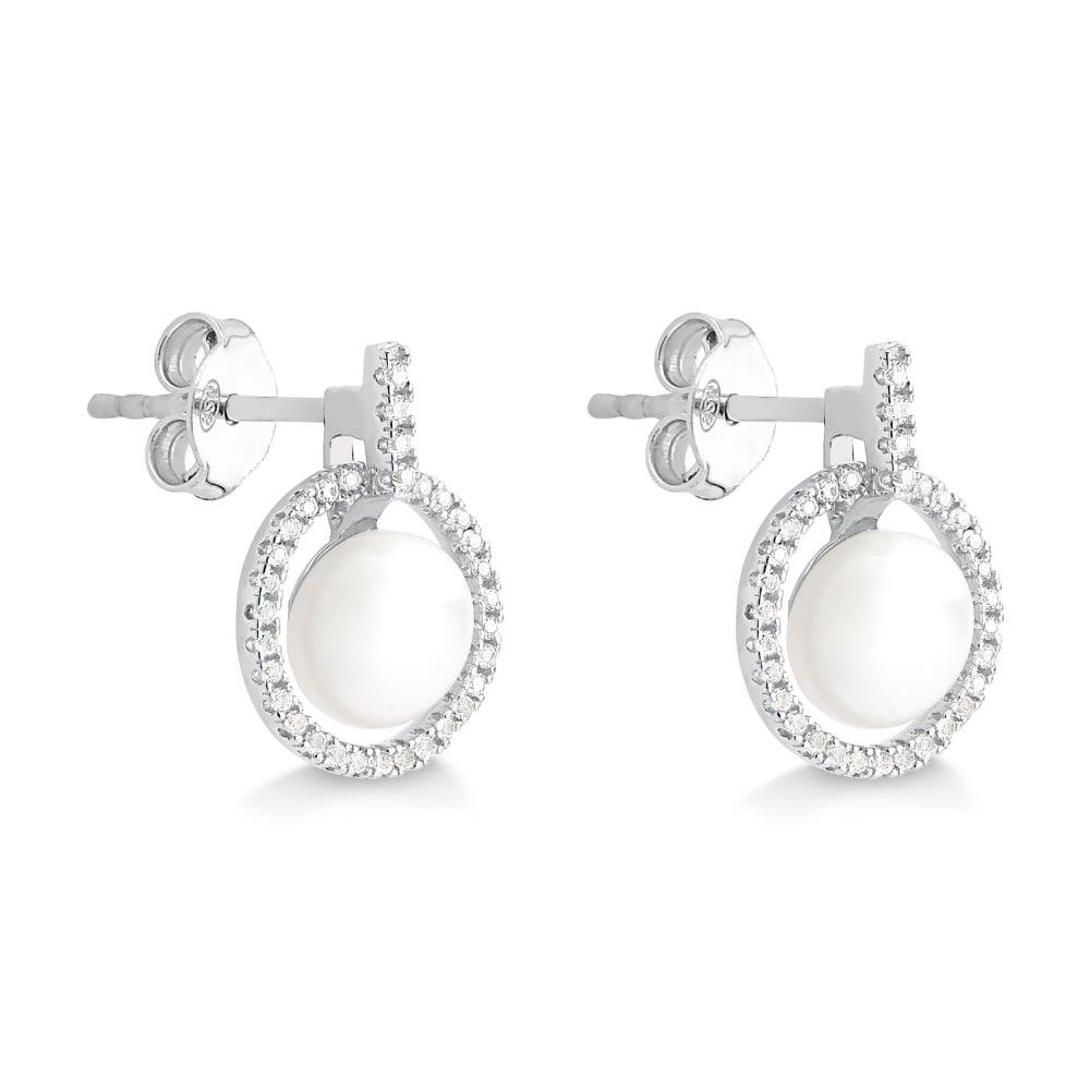 Brinco Com Pérola e Topázio em Prata 925 Prata 2