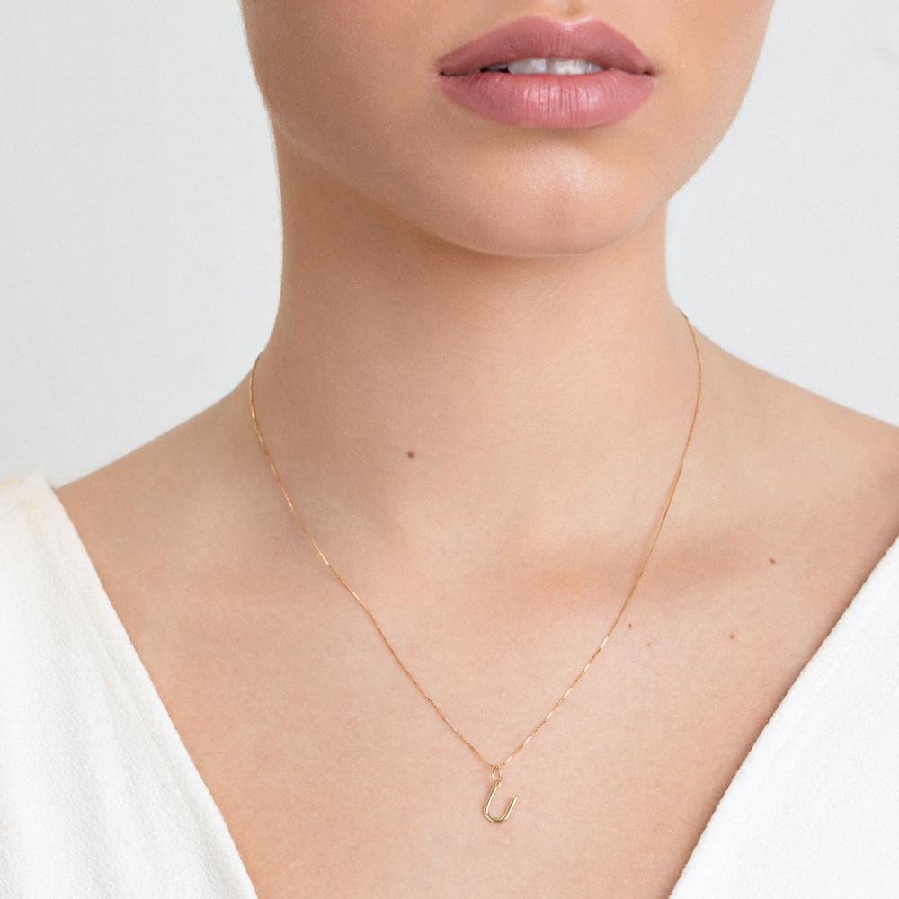 Pingente Letra U em Ouro Amarelo 18k Dourado 2