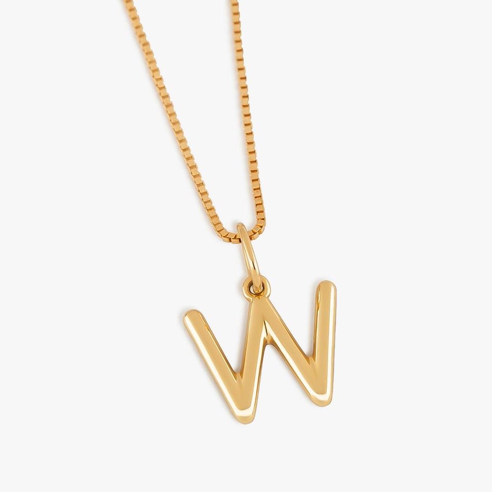Pingente Letra W em Ouro Amarelo 18k Dourado 3