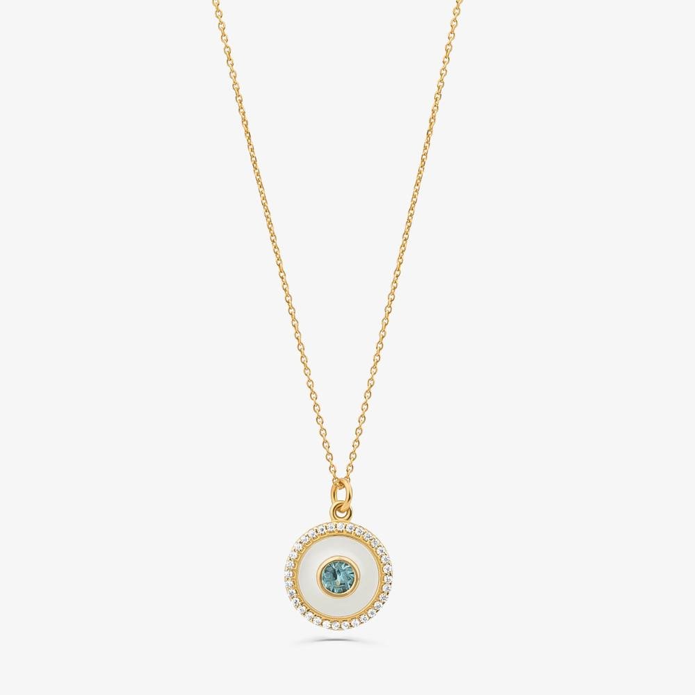 Colar Olho Grego Cravejado e Esmaltado em Prata 925 com Banho de Ouro Amarelo 18k