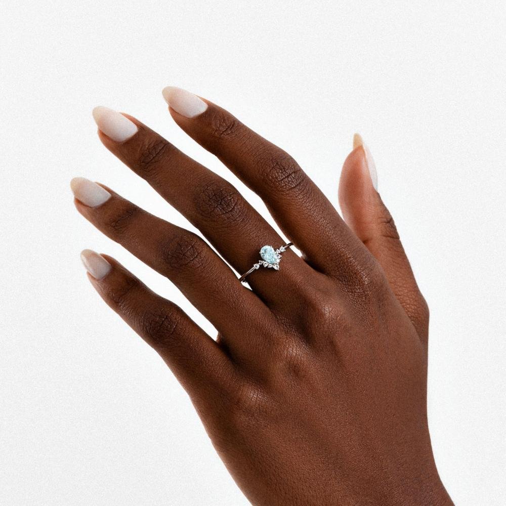 Anel com Topázio Azul e Topázio em Prata 925 Prata 2