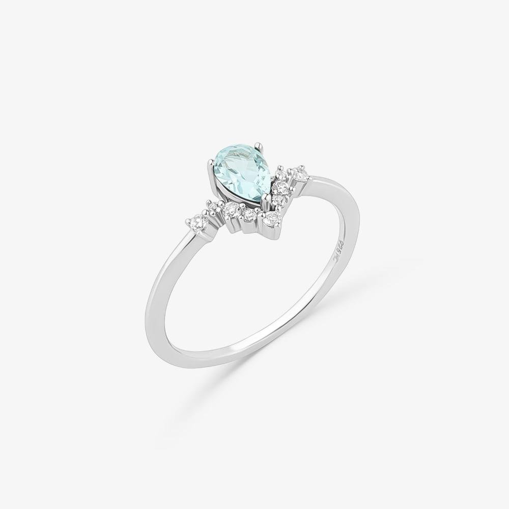 Anel com Topázio Azul e Topázio em Prata 925 Prata 3