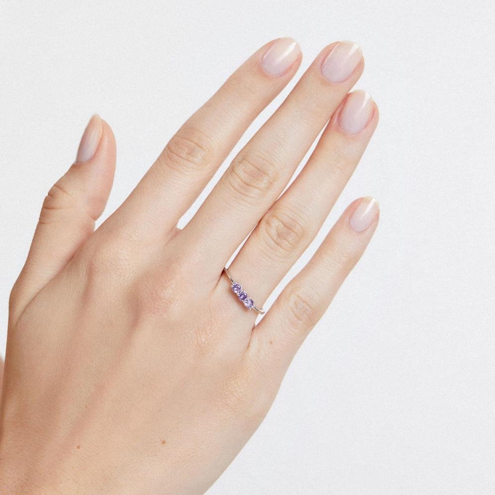 Anel Trio Pedras Cravejado em Prata 925 Prata 4