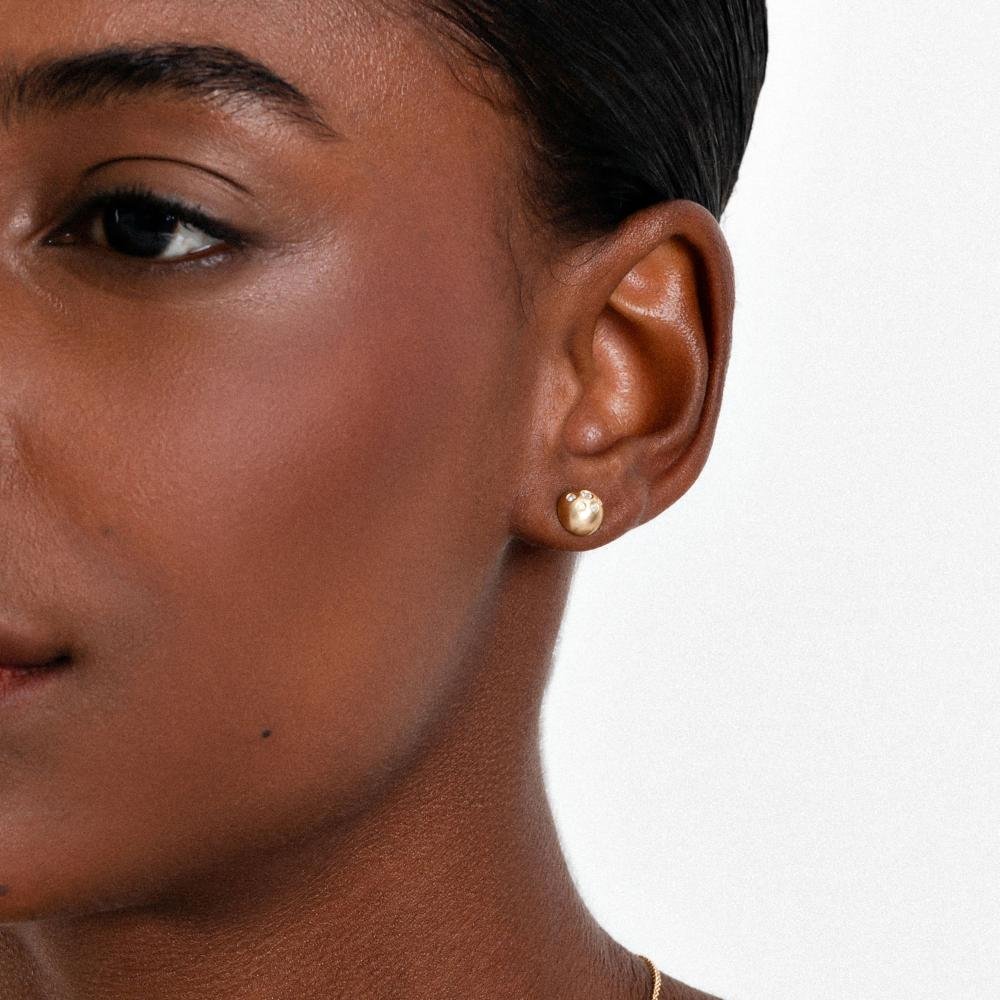 Brinco Stud com Topázio em Prata 925 com Banho de Ouro Amarelo 18k Prata 2