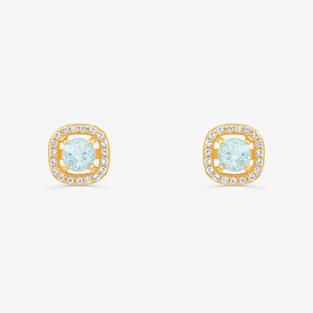 Brinco com Topázio Azul e Topázio em Prata 925 com Banho de Ouro Amarelo 18k Dourado 1