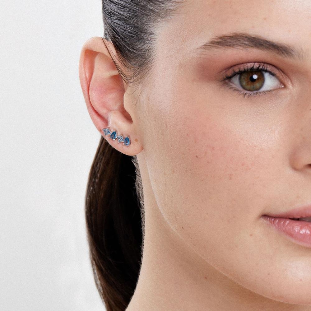 Brinco Earcuff Cravejado em Prata 925 Prata 2