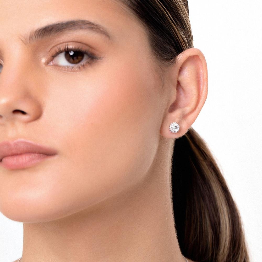 Brinco Solitário com Topázio em Prata 925 Prata 2