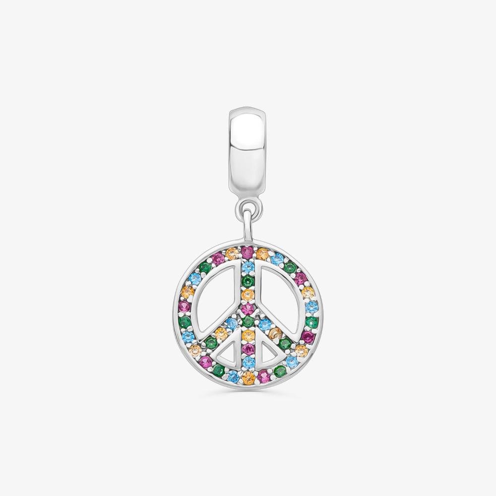 Charm Símbolo da Paz Cravejado em Prata 925 Prata 1