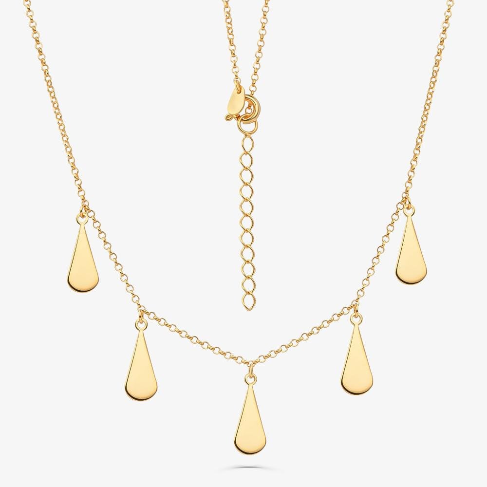 Colar Gotas em Prata 925 com Banho de Ouro Amarelo 18K Dourado 3