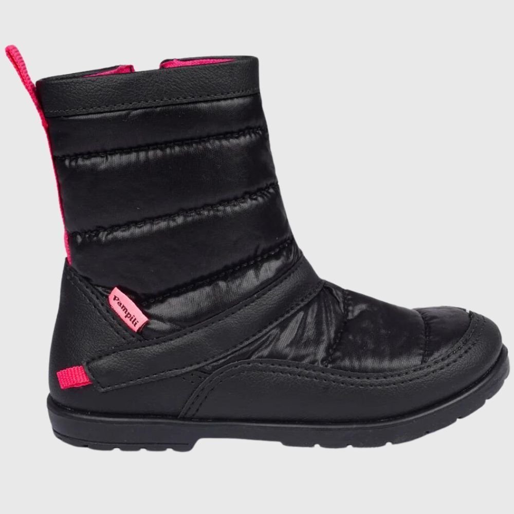 Bota Infantil Feminina Pampili Rubi Comfy Preta e Pink Preto 2