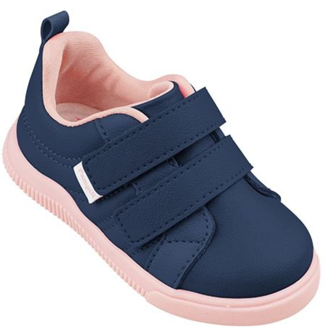 Tênis Infantil Menina Pampili Escolar Marinho Pom Pom Azul