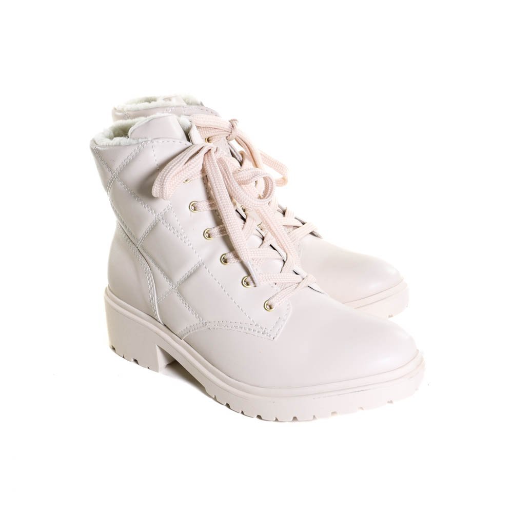 Bota Coturno Feminina Com Pelo Zariff Branco 3