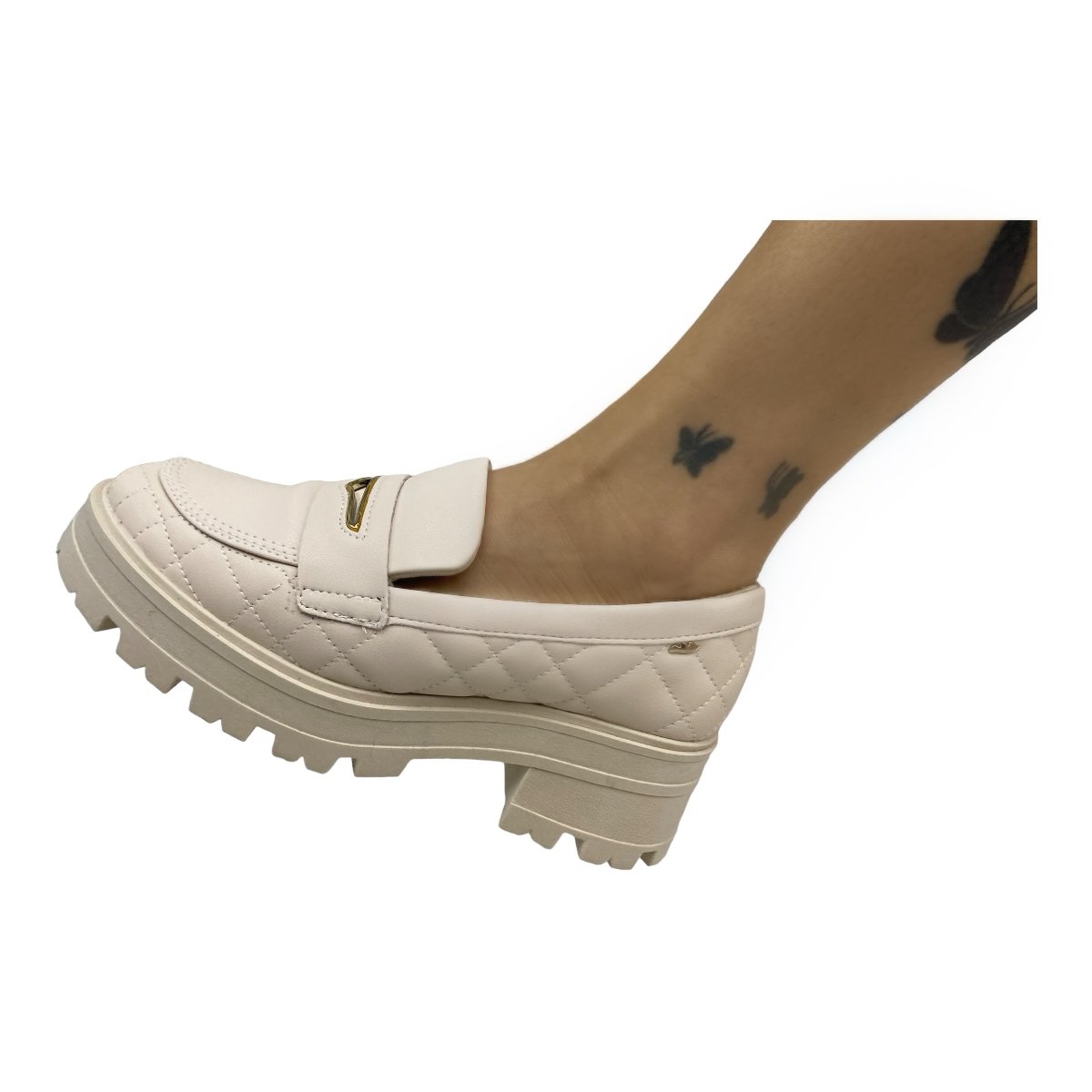 Sapato Dakota G5961 Mocassim Oxford Casual Salto Tratorado Feminino Bege