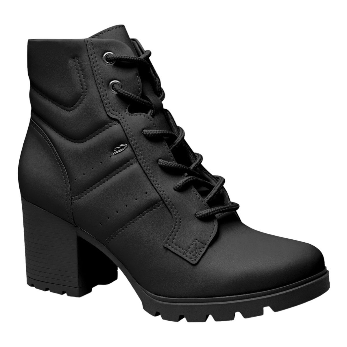 Bota Dakota G5673 Coturno Salto Grosso Tratorado Cadarço Feminino  Preto 1