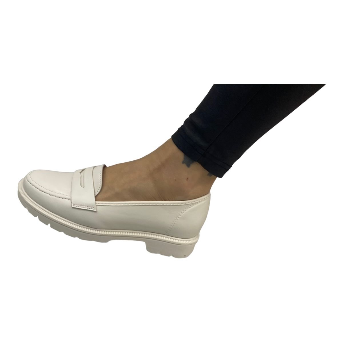 Sapato Beira Rio 4283.115 Mocassim Casual Salto Tratorado Feminino  Branco 2